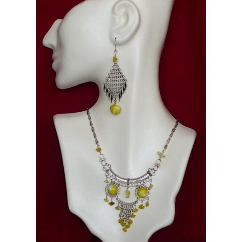Alpaca Silver Yellow Stone 3 Pc Set - NEW